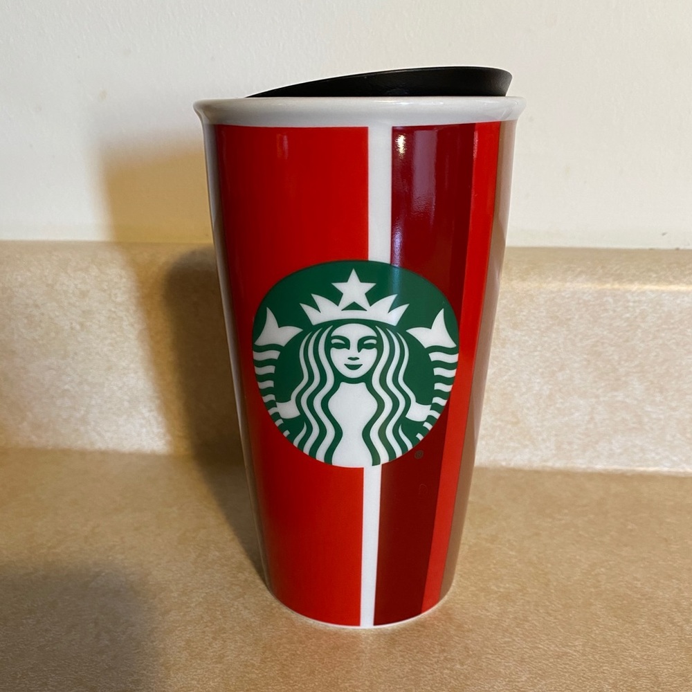 Starbucks 2018 Holiday Stripe Red Travel Tumbler